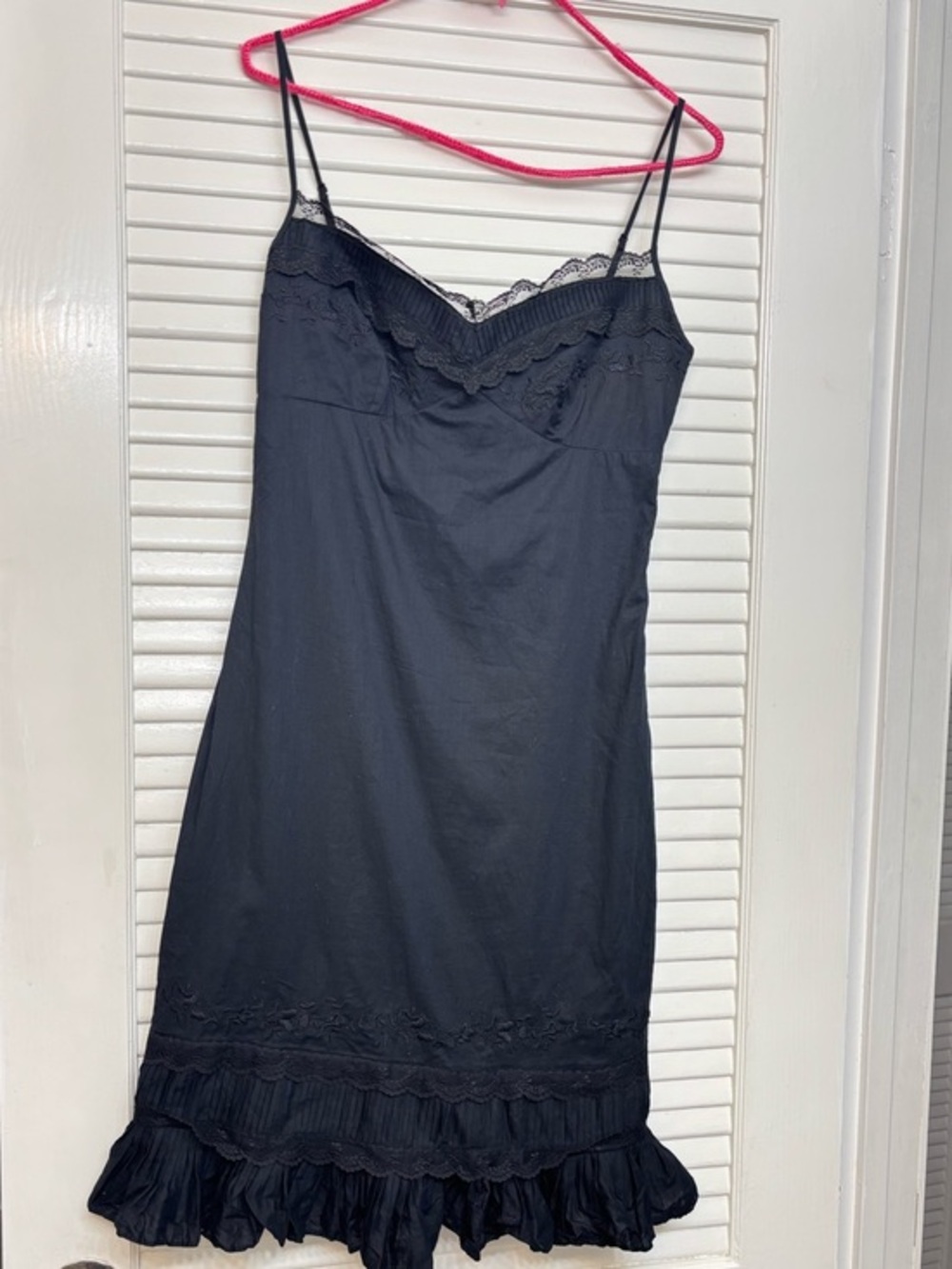 Bcbg Black Lace-Trim Slip Dress
